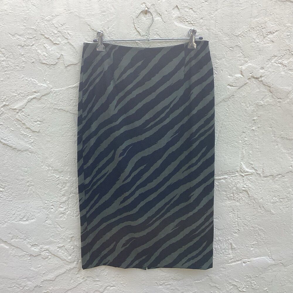 90s vintage green and black zebra print skirt sz 6
